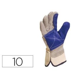 Guantes Deltaplus Docker Serraje Vacuno Reforzado Ideal Para Trabajos Intensivo Color Gris-Azul Talla 10