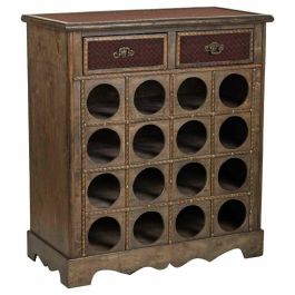 Botellero Alexandra House Living Marrón Madera Metal 31 x 69 x 63 cm Mueble 2 cajones 16 botellas