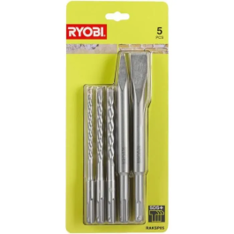 Ryobi RAKSP05 Kit de 3 Bits (6 mm, 8 mm, 10 mm) y 2 Cinceles SDS+ (1 Punta, 1 Plano) Precio: 26.49999946. SKU: B1478RKYX9