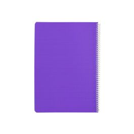 Cuaderno Espiral Liderpapel Din A4 Pautaguia Tapa Plastico80H 90 gr Cuadro Pautado 4 mm Con Margen Color Lila 5 unidades