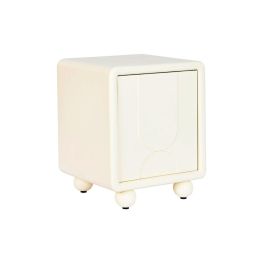 DKD Home Decor Mesita de Noche Moderna Blanca de MDF con 1 Puerta y 1 Estantería Desmontable 40x55x45 cm