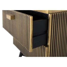 Giner y Colomer Mesita de Noche con 2 Cajones en Madera de Mango y Mármol Bronce