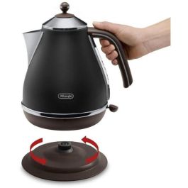 Delonghi Hervidor de agua KBOV2001.BK, 2000 W, 1,7 L, Negro mate / Chocolate