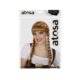 Peluca Castaña con Dos Trenzas 180 gr para Disfraces Tradicionales Campesina Niña Cuento Bávara Fiesta Temática