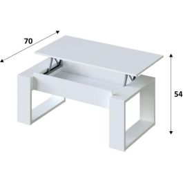 Mesa de centro elevable - Melamina blanca - L 105 x P 55 x H 45 cm NOVA Mesa de centro elevable - Melamina blanca - L 105 x P 55 x H 45 cm NOVA