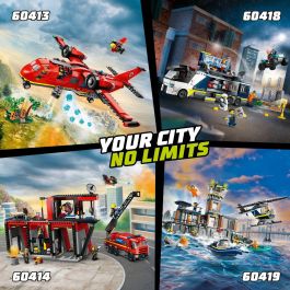 LEGO 60413 Avión de Rescate de Bomberos City con Función de Lanzamiento de Agua, 3 Minifiguras y Escena de Fuego - Juguete Infantil