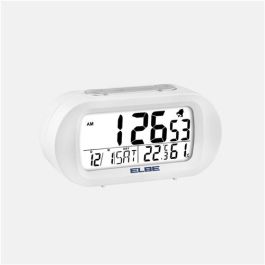 Elbe Reloj Despertador RD-009-B Temperatura Humedad Pantalla 9cm Blanco