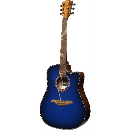 LAG Guitarra Acústica Folk Electroacústica Dreadnought A/E Cutaway Edición Limitada Blue Burst Lag Tapa Cedro Rojo Macizo