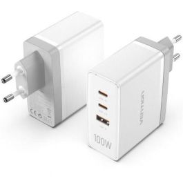 Vention Ultra FEGW0-EU Cargador de Pared GaN 100W 3 Puertos (2x USB-C y 1x USB-A) Carga Rápida para Móviles Tablets Blanco
