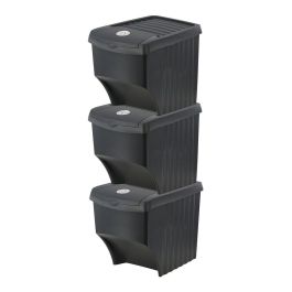 Set de cubos Sortibox Negro Apilable (3 Unidades)