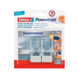 Gancho Autoadhesivo Tesa Powerstrips Grande Transparente-Acero + Tiras Sujecion Hasta 1 kg