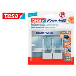 Gancho Autoadhesivo Tesa Powerstrips Grande Transparente-Acero + Tiras Sujecion Hasta 1 kg