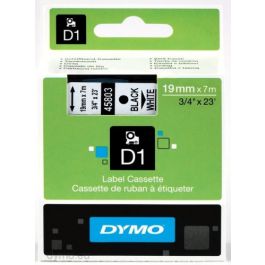 Dymo cinta de transferencia termica d1 45803. etiquetas estándar negro sobre blanco de 19mmx7m. poliester autoadhesiva. rotuladora labelmanager