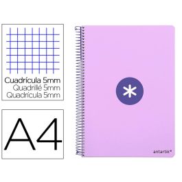 Cuaderno Espiral Liderpapel A4 Micro Antartik Tapa Dura 80H 100 gr Cuadro 5 mm Sin Bandas 4 Taladros Color Lavanda