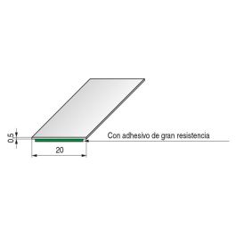 FBS Perfil Adhesivo Alu-Tape 0,5mm, 20mm Ancho x 25M Largo, Plata Mate