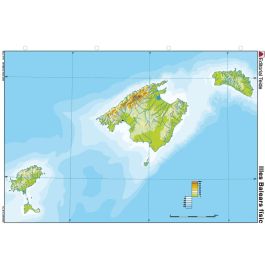 Mapa Mudo Color Din A4 Islas Baleares Fisico 100 unidades