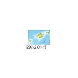 Mapa Mudo Color Din A4 Islas Baleares Fisico 100 unidades