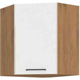 Rock Mueble alto de esquina ROCKGANGLEWH Roble Lancelot y melamina blanca brillo 58 x 58 cm