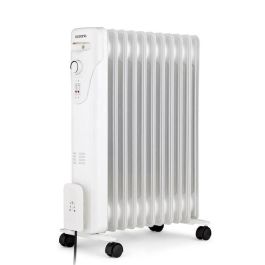 Oceanic Radiador Eléctrico de Aceite 2500W, 3 Potencias, 11 Elementos, Blanco, Móvil para Cualquier Habitación