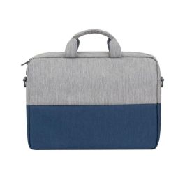 Rivacase 7532 Maletín Prater para Portátil 15.6 pulgadas y Tablet 10.1", gris/azul, tejido antirrobo hidrófugo de poliéster