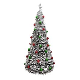 DKD Home Decor Árbol de Navidad Tradicional Plegable Verde 180 cm Alto con Iluminación LED y Protección IP44 - Base 71x71 cm Decoración PVC