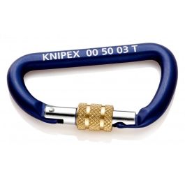 Knipex 00 50 03 T BK Mosquetón de Bloqueo con Cierre de Rosca en Forma de D de Aluminio Azul CE (2 Unidades)