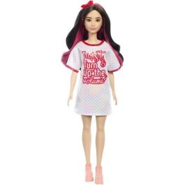Barbie Fashionistas Muñeca 65 Aniversario, Pelo Negro y Vestido Camiseta Blanco con Lunares Brillantes Barbie Fashionistas Muñeca 65 Aniversario, Pelo Negro y Vestido Camiseta Blanco con Lunares Brillantes