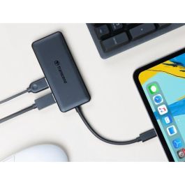 Transcend HUB5C USB-C Hub 6 en 1 Lector de Tarjetas SD/MicroSD con USB 3.2 Gen 1 y Power Delivery Negro