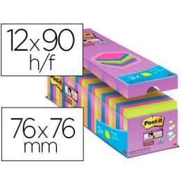 Bloc De Notas Adhesiva Quita Y Pon Post-It Super Sticky 76x76 mm 90 Hojas Colores Surtidos Pack De 21 + 3 Precio: 39.3249998064. SKU: B1K8BNF9YB