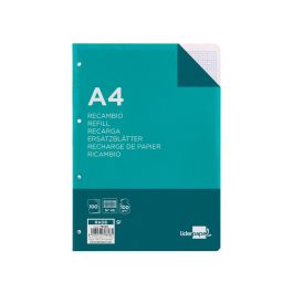 Recambio Liderpapel A4 100 Hojas 100 gr-M2 Rayado Nº 46 4 Taladros 24 unidades