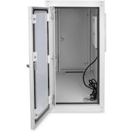 Digitus PC Schrank para Computergehäuse con Puerta de Cristal, Incluye Ventilador y Ruedas, Color Gris RAL 7035