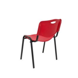 Piqueras y Crespo PACK426IRJ Sillas Confidentes Robledo Pack 4 Asiento y Respaldo Duro PVC Rojo Estructura Negra