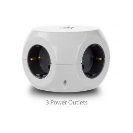 Ewent EW3939 Base Múltiple con 3 Salidas AC y 3 Puertos USB, Protección contra Sobretensiones, 1.5 m, Blanco
