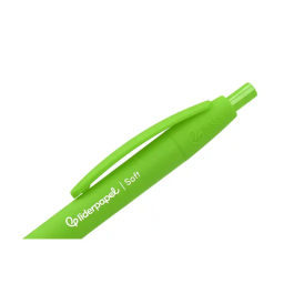 Liderpapel Bolígrafo Retráctil Punta 1 mm con Clip, Acabado Soft Touch, Tinta Azul, Cuerpo Verde - Instrumento de Escritura