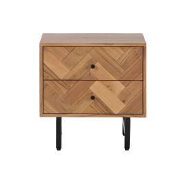 DKD Home Decor Mesita de Noche Moderna Espiga 40 x 50 x 50 cm Acacia y Metal