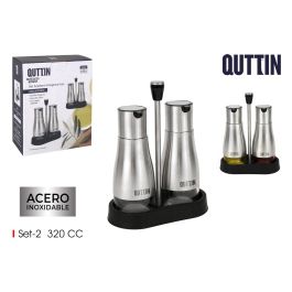Quttin Set de 2 Aceiteras de Acero Inoxidable con Soporte - 18x9.5x23 cm, 320 ml (12 Unidades) Precio: 80.50000046. SKU: S2207092