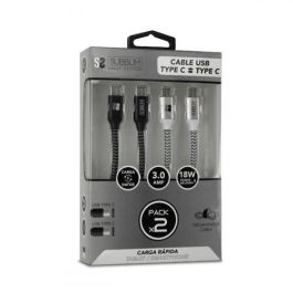SUBBLIM PACK 2 CABLES USB TIPO USB-C A USB-C 1 M BLACK/SILVER cable USB SUBBLIM PACK 2 CABLES USB TIPO USB-C A USB-C 1 M BLACK/SILVER cable USB
