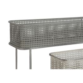 DKD Home Decor Macetero Vintage Gris Blanco Metal 22 x 70 x 100 cm Set de 2