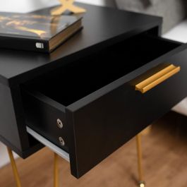 Vinthera Mesilla Moa Madera Melamina y Patas Acero Negro 40x30x50 cm