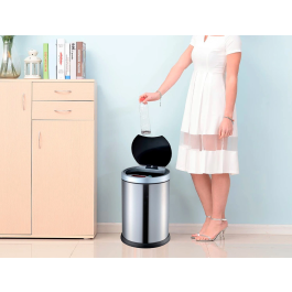 Q-connect Papelera con Sensor Automático de Metal, Cromada, Capacidad 10 Litros