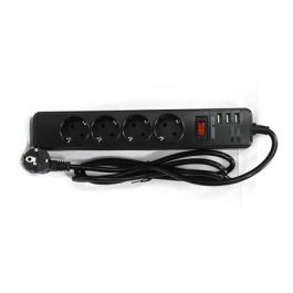 Elbe Regleta RE-002-UN con 4 Tomas AC y 3 USB, 3680W, Cable de 1.8 Metros