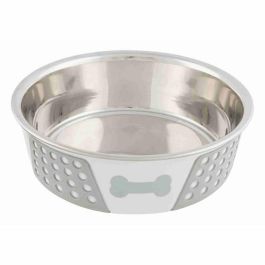 Comedero para Mascotas Trixie Azul Blanco Gris Silicona Acero Inoxidable 1,4 L