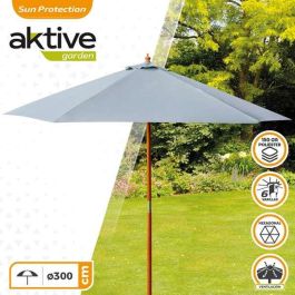 Parasol terraza 300 cm con mástil de madera 4,8 cm color gris Parasol terraza 300 cm con mástil de madera 4,8 cm color gris
