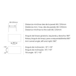 Edm Soporte universal TV 23-42 pulgadas 25kg, brazo inclinable -15°/+15°, giratorio 180°, VESA 200x200mm Edm Soporte universal TV 23-42 pulgadas 25kg, brazo inclinable -15°/+15°, giratorio 180°, VESA 200x200mm