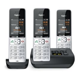 Gigaset COMFORT 500A trio Teléfono DECT/analógico con manos libres y contestador automático, Negro Plata