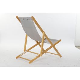 DKD Home Decor Tumbona para Terraza y Jardín Gris Natural con Cojín, MDF y Poliéster, 113x57.5x77 cm, Asiento 44cm, Soporta 100kg