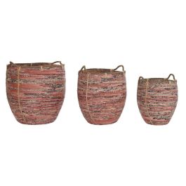 Cesta Boho DKD Home Decor Melocoton Natural 52 x 58 x 52 cm Set de 3