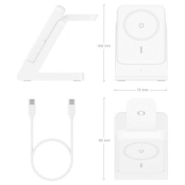 Aisens ASCH-15W4WC063-W – Cargador Inalámbrico 4 en 1 con Power Bank 5000mAh para Móvil, Apple Watch y Auriculares Qi 15W Blanco