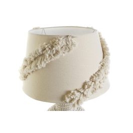 DKD Home Decor Lámpara Sobremesa Tropical Blanco Marron Claro Seagrass Lino 42 x 70 x 42 cm