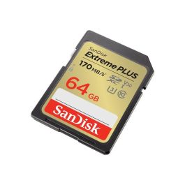 SanDisk Tarjeta Memoria Secure Digital SDXC Extreme PLUS 64GB UHS-I U3 170 MB/s para 4K Resistente a golpes y agua
